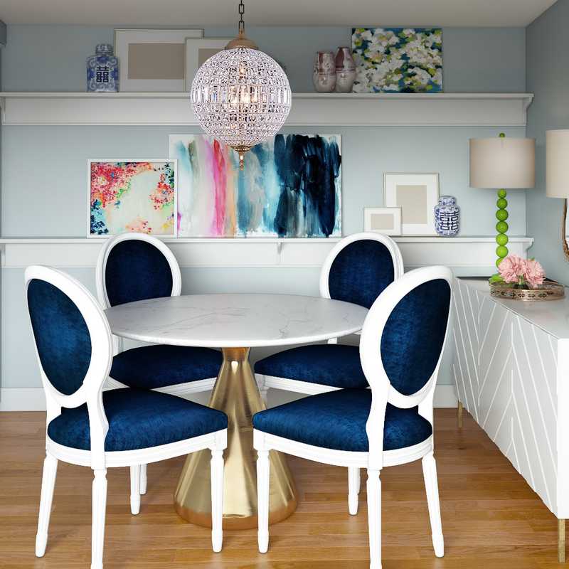 Eclectic, Glam, Preppy Dining Room Design by Havenly Interior Designer Erin