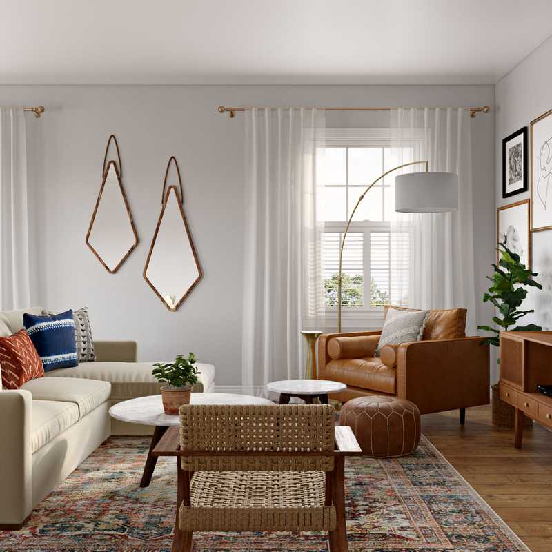 Bohemian, Midcentury Modern Living Room Design by Havenly Interior Designer Dani