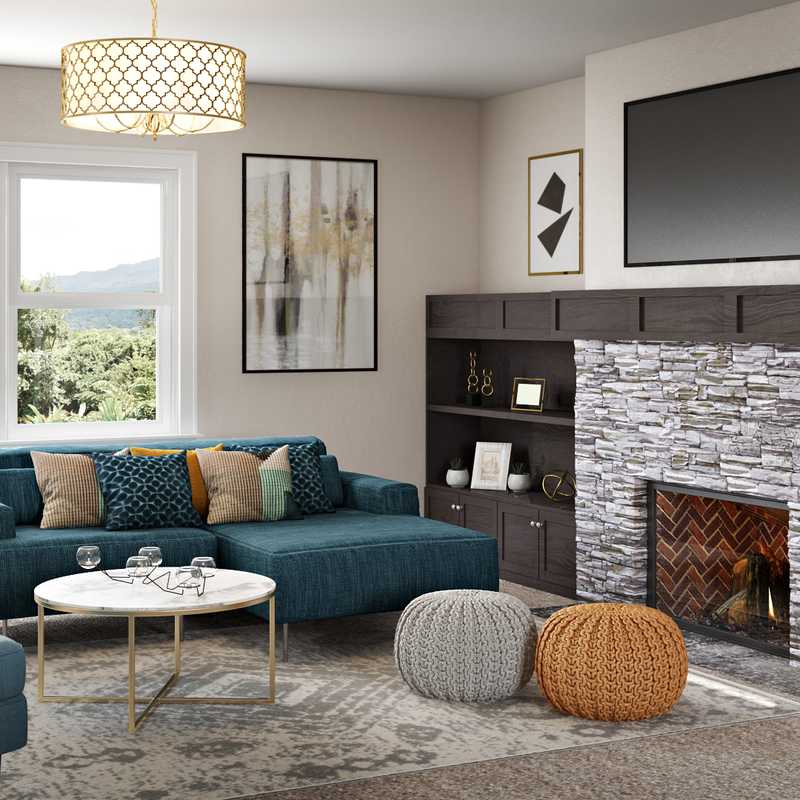 Glam, Midcentury Modern Living Room Design by Havenly Interior Designer Maggie