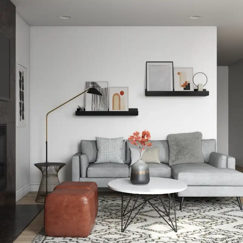 Contemporary, Bohemian, Midcentury Modern Living Room Design by Havenly Interior Designer Emily