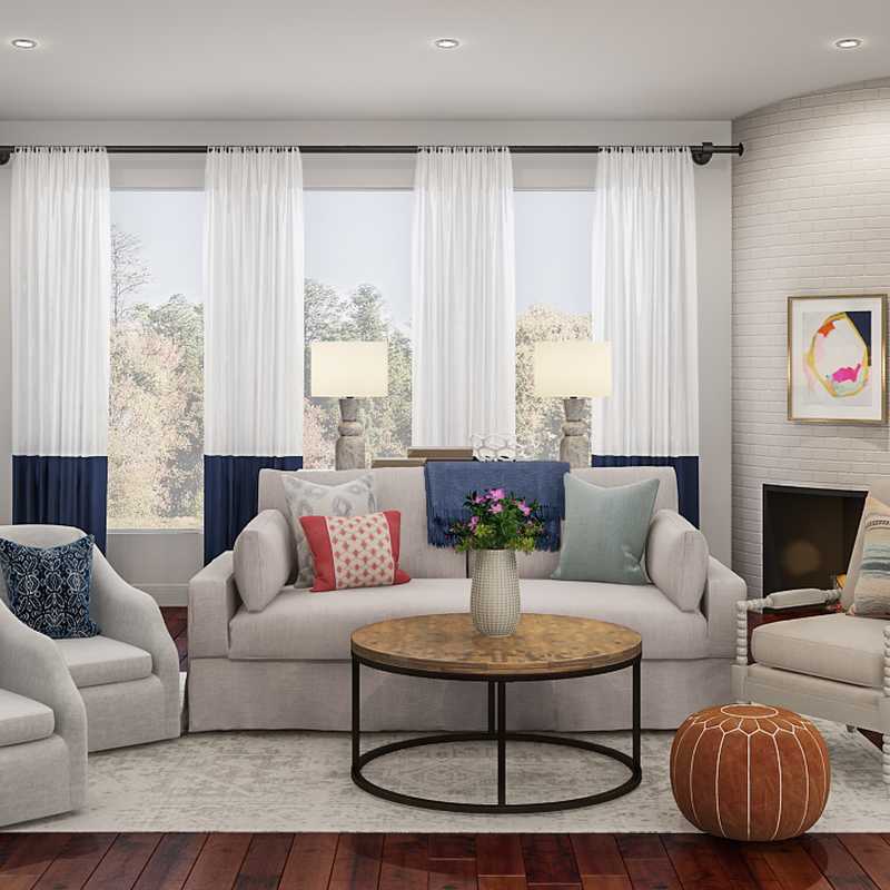 Classic, Preppy Living Room Design by Havenly Interior Designer Michelle