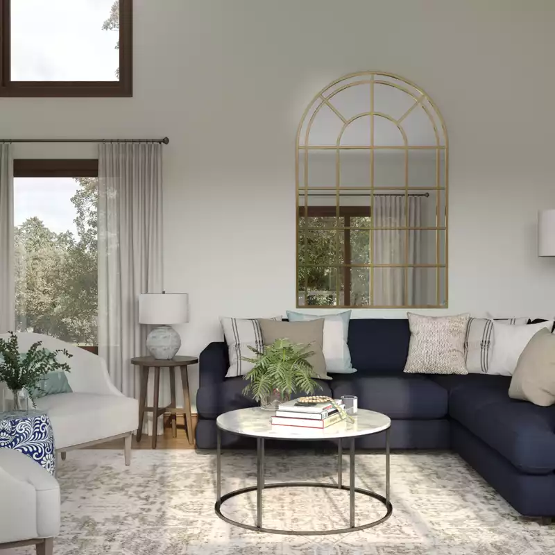 Contemporary, Bohemian, Farmhouse, Transitional, Midcentury Modern, Scandinavian Living Room Design by Havenly Interior Designer Lyndsi