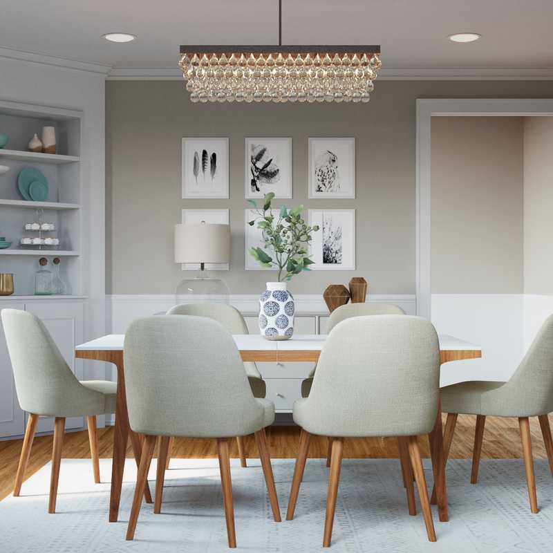 Classic, Glam, Midcentury Modern Dining Room Design by Havenly Interior Designer Rachel