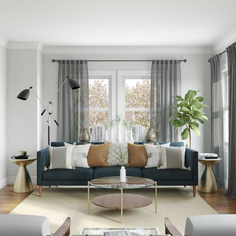 Bohemian, Midcentury Modern Living Room Design by Havenly Interior Designer Jessica