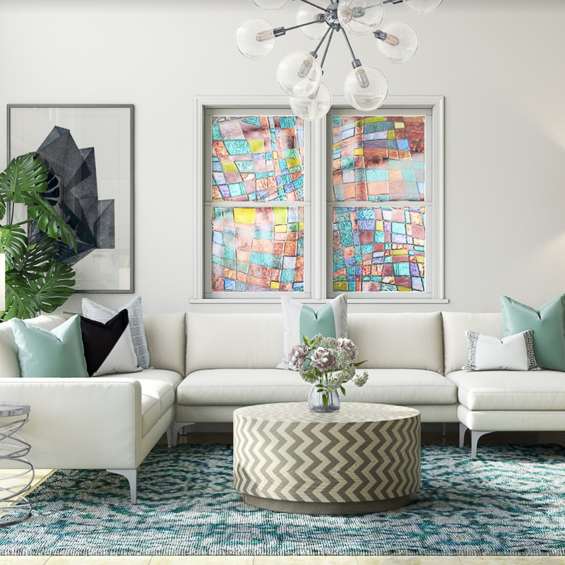 Coastal, Glam, Global Living Room Design by Havenly Interior Designer Adrian