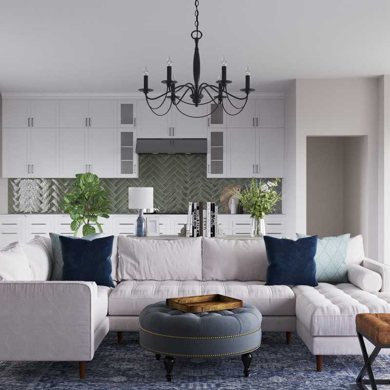 Contemporary, Farmhouse Living Room Design by Havenly Interior Designer Aleena