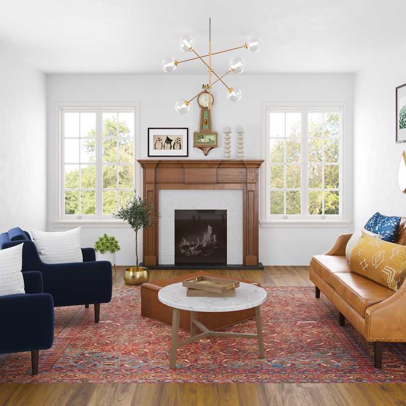 Eclectic, Global, Midcentury Modern Living Room Design by Havenly Interior Designer Kristell