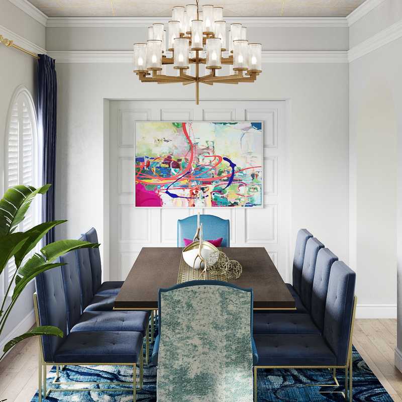 Contemporary, Glam Dining Room Design by Havenly Interior Designer Karen