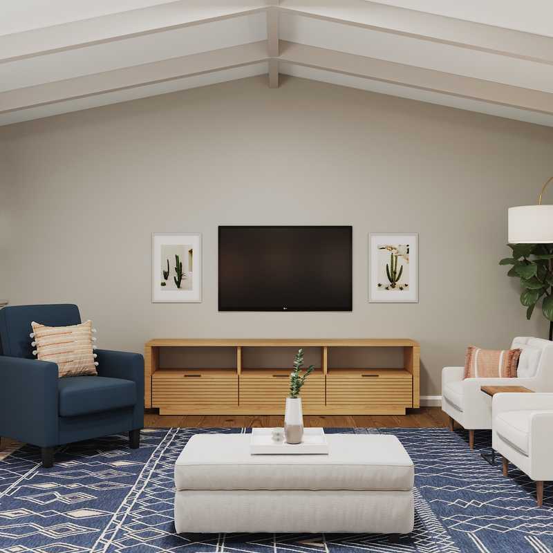 Eclectic, Bohemian, Coastal Living Room Design by Havenly Interior Designer Chelsea