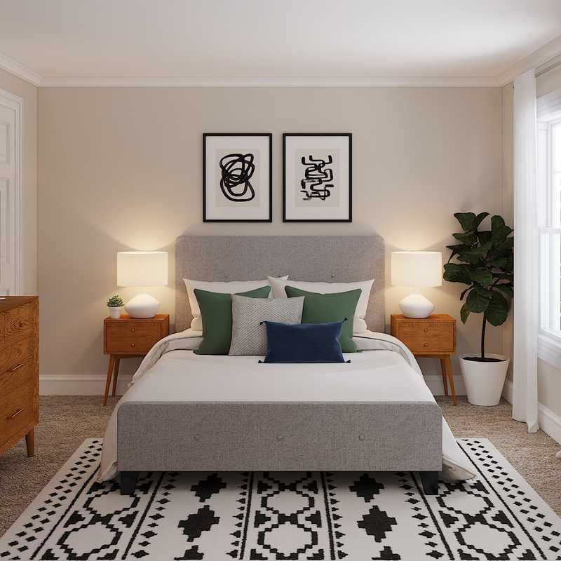 Transitional, Midcentury Modern Bedroom Design by Havenly Interior Designer Amy