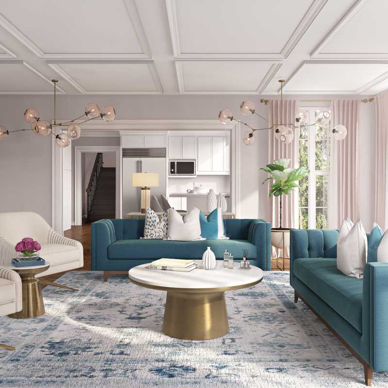 Modern, Glam, Preppy Living Room Design by Havenly Interior Designer Hagar