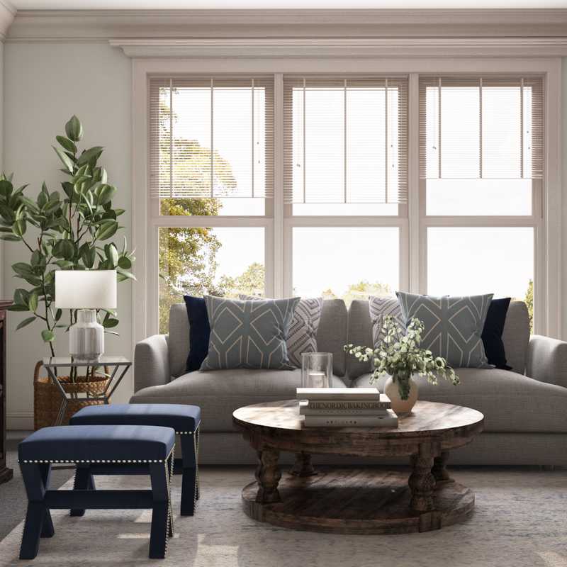 Glam, Traditional, Farmhouse, Transitional Living Room Design by Havenly Interior Designer Tara