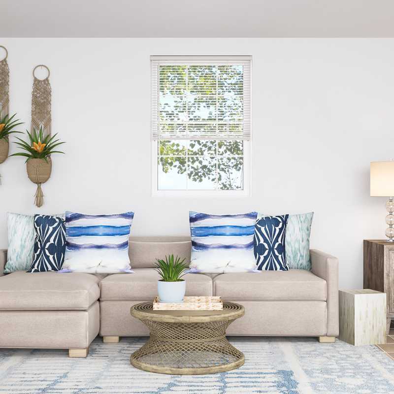 Coastal, Transitional Living Room Design by Havenly Interior Designer Leah