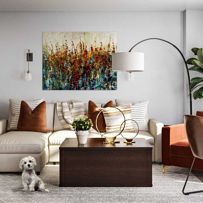 Modern, Glam, Rustic Living Room Design by Havenly Interior Designer Nicolle