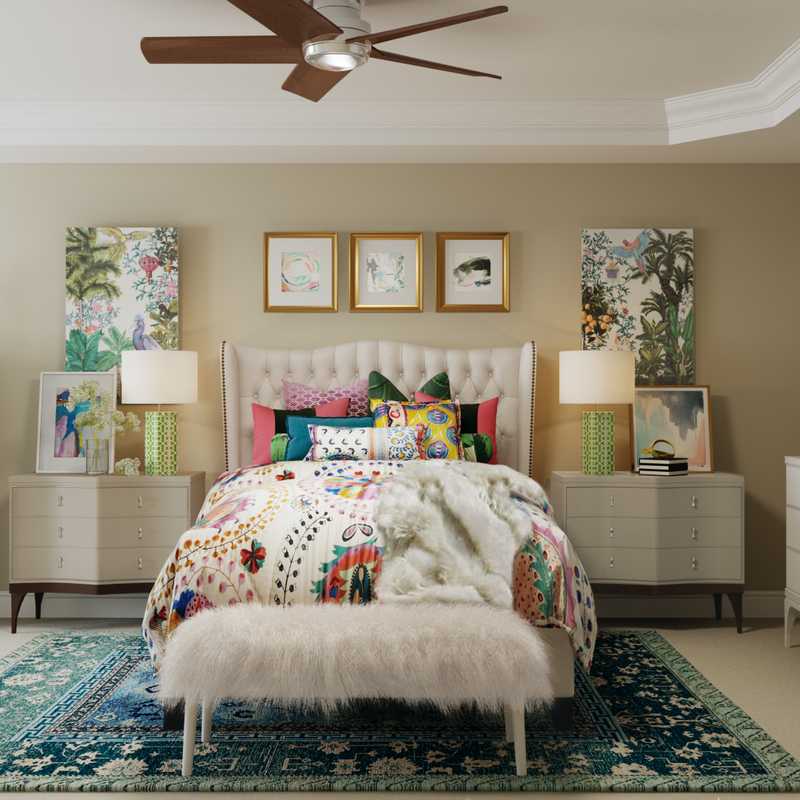Contemporary, Eclectic, Bohemian Bedroom Design by Havenly Interior Designer Kristy