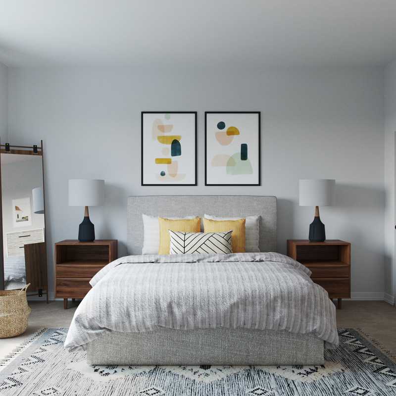 Midcentury Modern, Minimal, Scandinavian Bedroom Design by Havenly Interior Designer Waleska