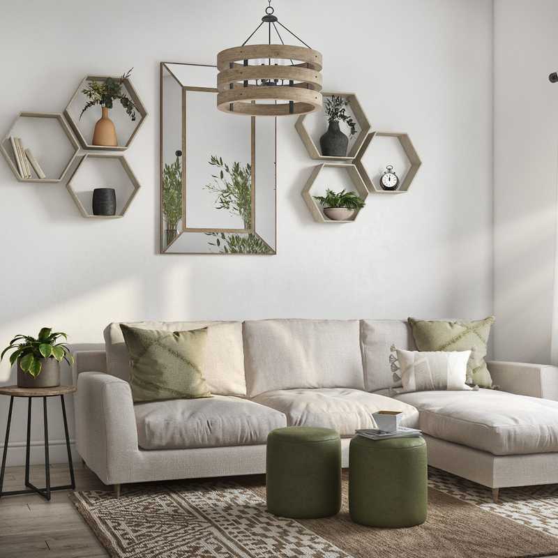 Bohemian, Farmhouse Living Room Design by Havenly Interior Designer Allison