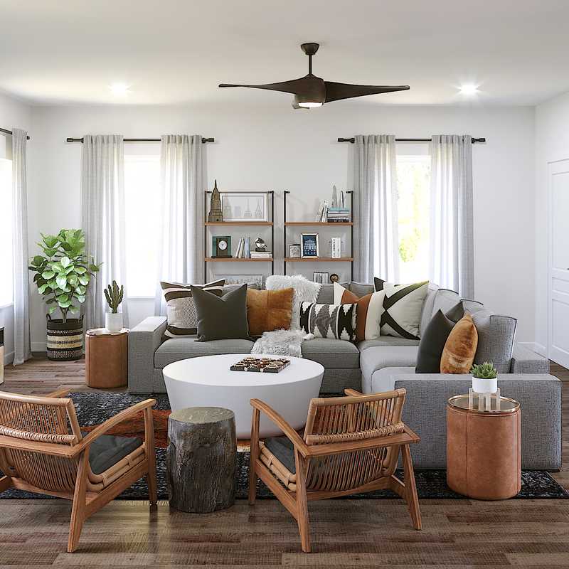Modern, Industrial, Farmhouse, Minimal Living Room Design by Havenly Interior Designer Amber