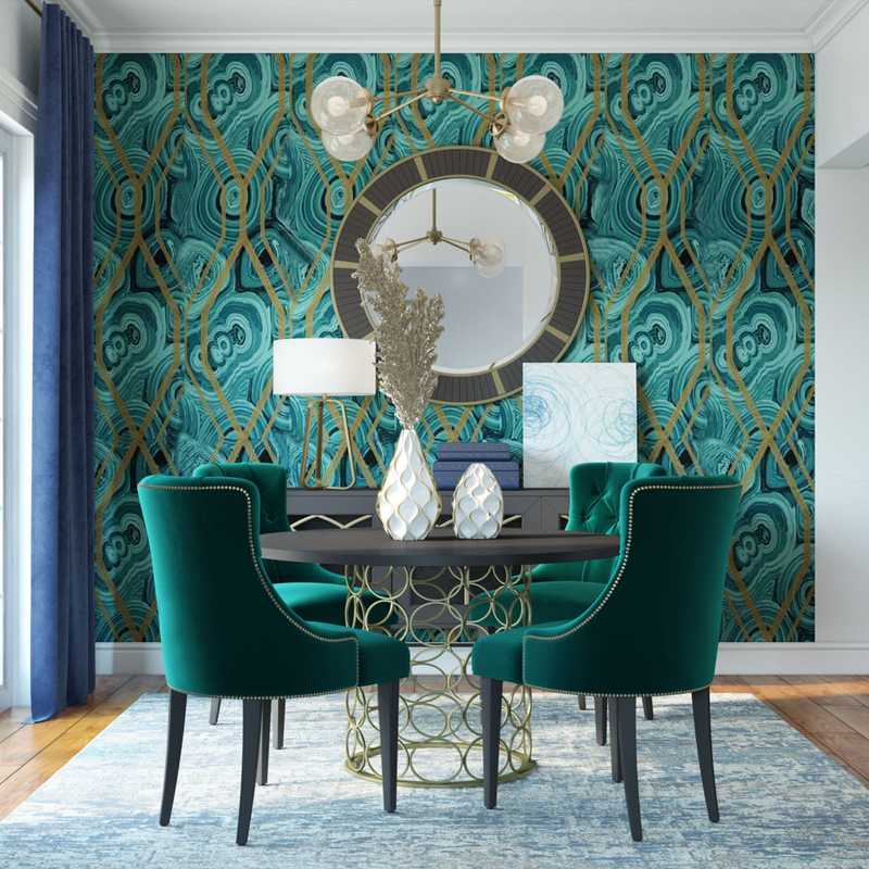 Modern, Bohemian, Glam Dining Room Design by Havenly Interior Designer Kristy