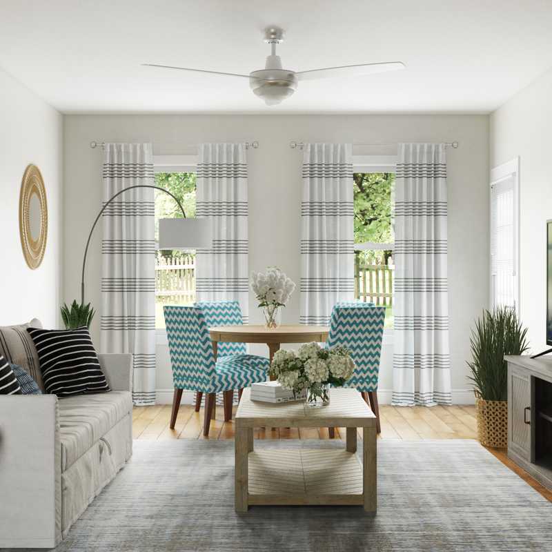 Contemporary, Coastal Living Room Design by Havenly Interior Designer Chanel