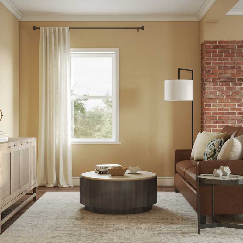 Rustic, Midcentury Modern Living Room Design by Havenly Interior Designer Kate