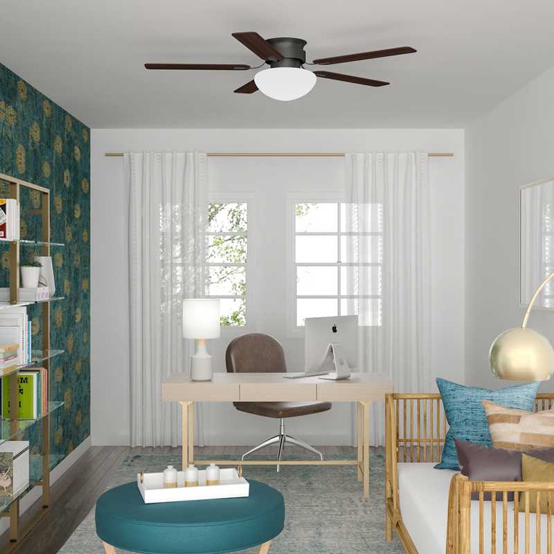 Bohemian, Midcentury Modern Office Design by Havenly Interior Designer Kymlyn