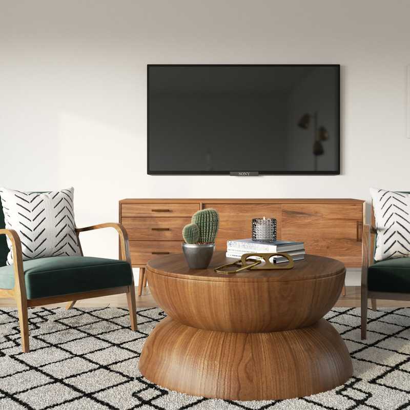 Bohemian, Glam, Midcentury Modern Living Room Design by Havenly Interior Designer Sarah
