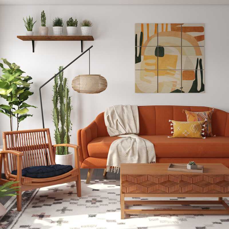 Bohemian, Midcentury Modern, Scandinavian Living Room Design by Havenly Interior Designer Bayleigh