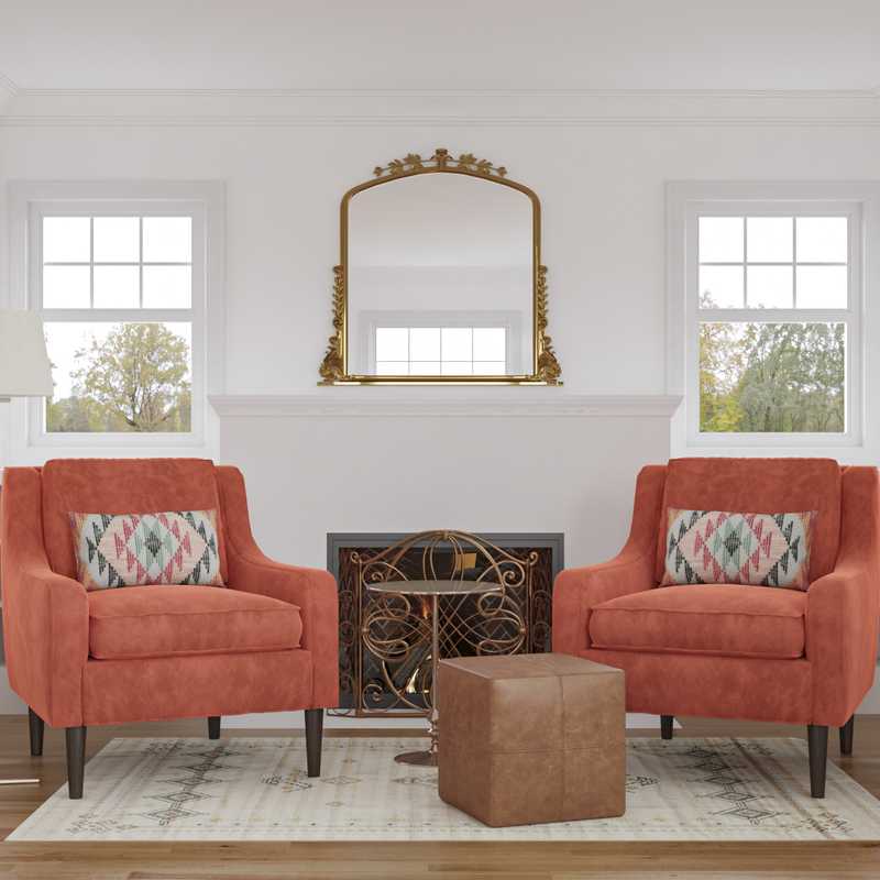 Bohemian, Midcentury Modern Living Room Design by Havenly Interior Designer Kate