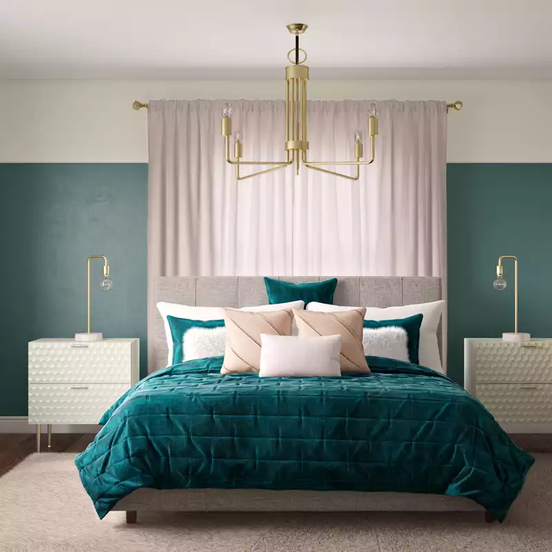 Transitional, Midcentury Modern Bedroom Design by Havenly Interior Designer Ghianella
