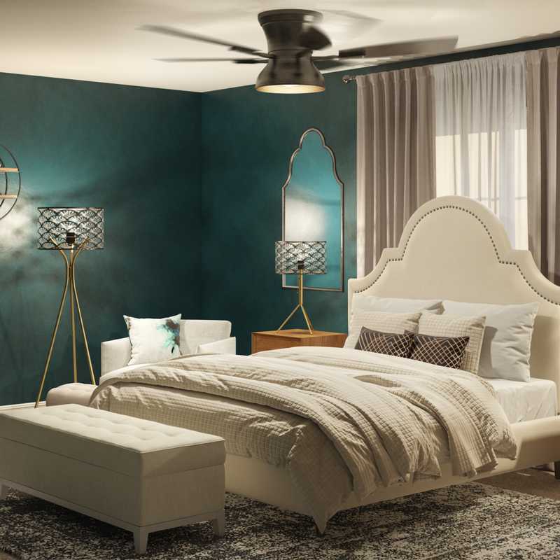 Eclectic, Bohemian, Midcentury Modern Bedroom Design by Havenly Interior Designer Yadira