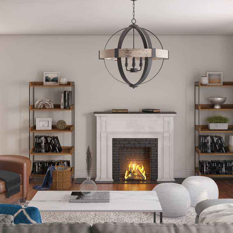 Rustic, Transitional, Scandinavian Living Room Design by Havenly Interior Designer Kacey