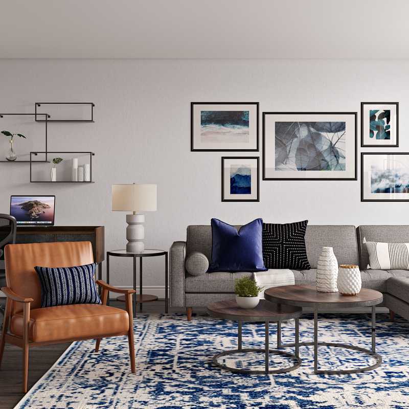 Industrial, Midcentury Modern Living Room Design by Havenly Interior Designer Natalie