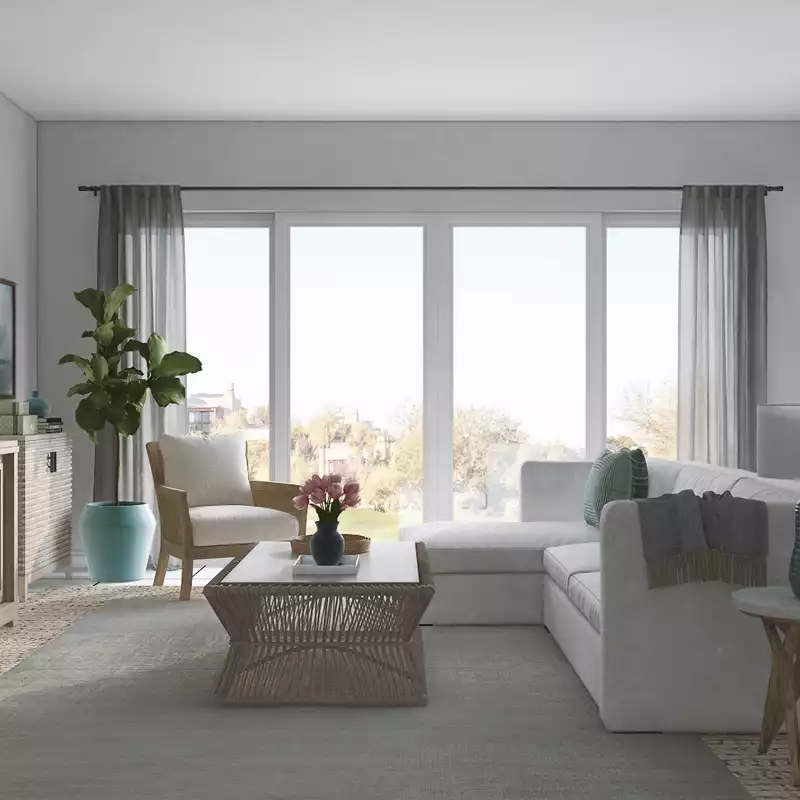Contemporary, Coastal, Transitional Living Room Design by Havenly Interior Designer Robyn