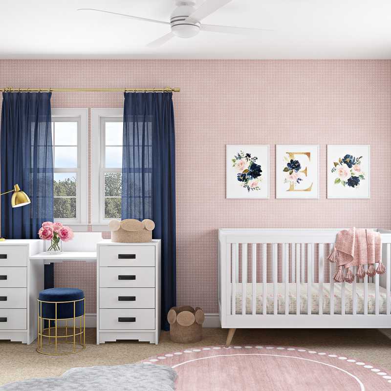 Contemporary, Modern, Classic, Glam, Transitional Nursery Design by Havenly Interior Designer Lyndsi