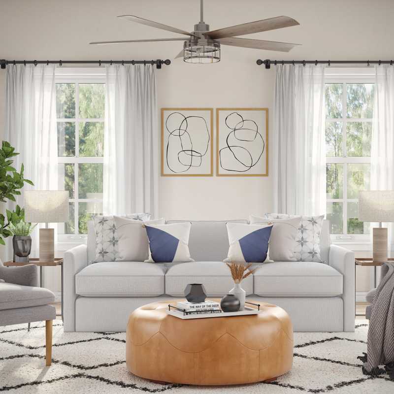 Bohemian, Farmhouse Living Room Design by Havenly Interior Designer Ingrid