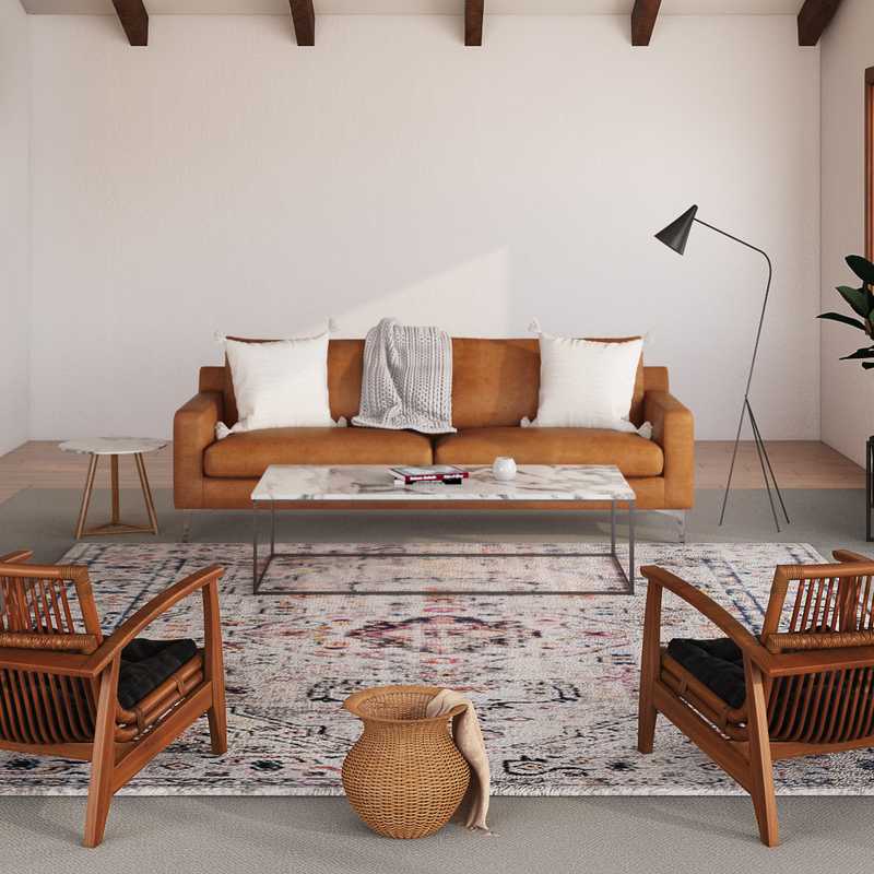 Modern, Bohemian, Midcentury Modern Living Room Design by Havenly Interior Designer Leslie