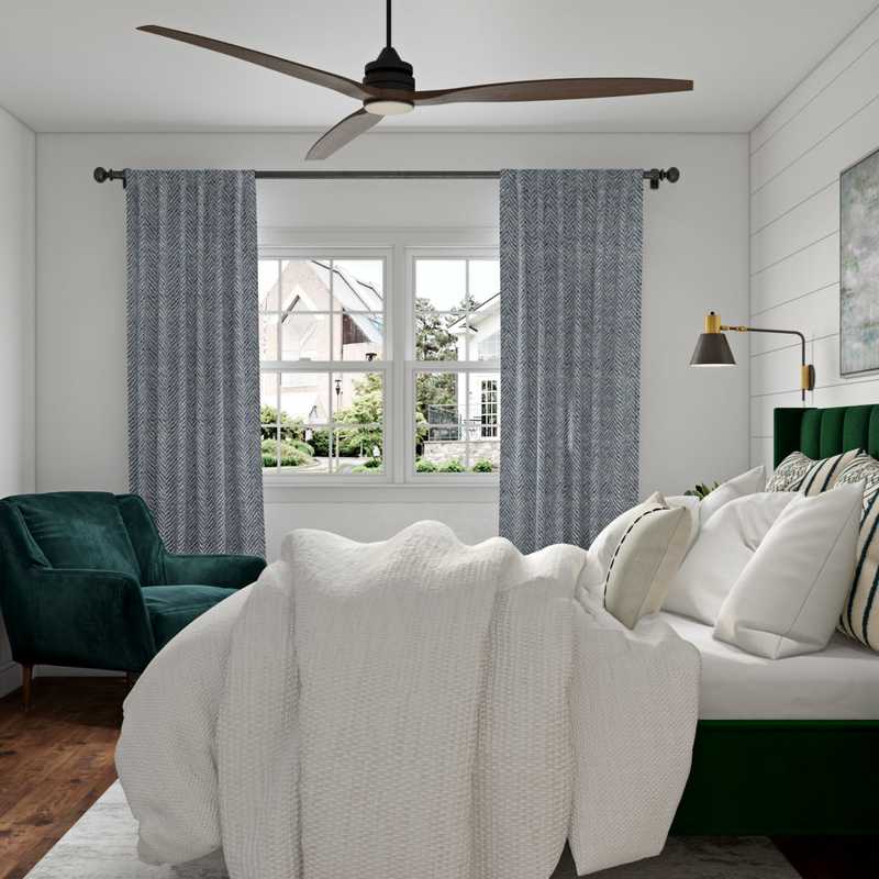 Bohemian, Midcentury Modern Bedroom Design by Havenly Interior Designer Carly