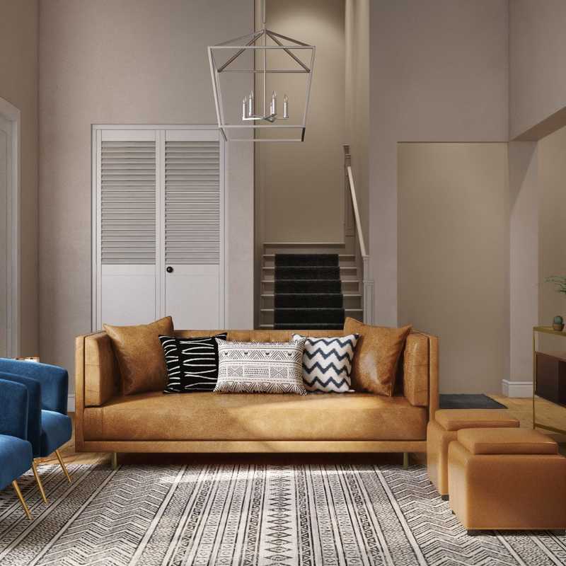 Bohemian, Midcentury Modern Living Room Design by Havenly Interior Designer Pranali