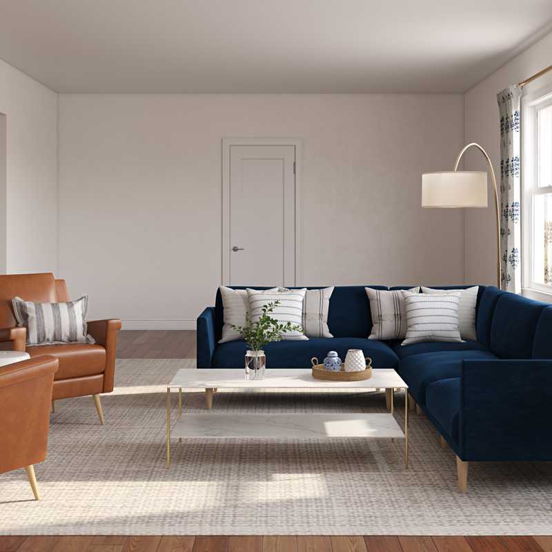Modern, Eclectic, Coastal, Glam Living Room Design by Havenly Interior Designer Hayley