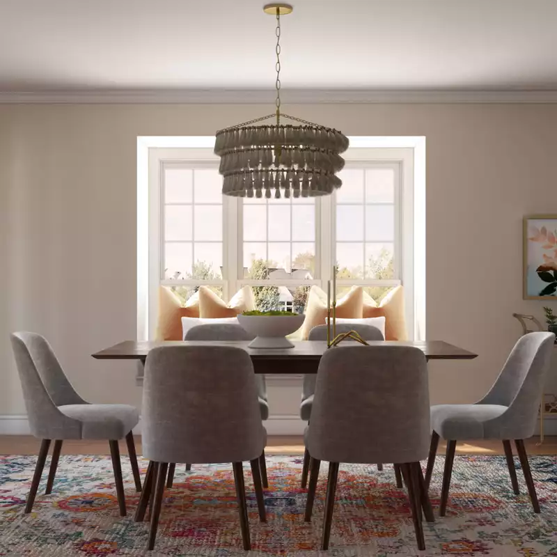 Eclectic, Bohemian, Midcentury Modern Dining Room Design by Havenly Interior Designer Lilly