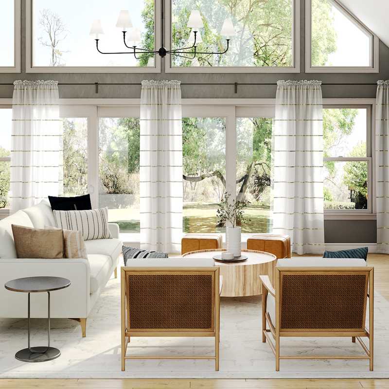Bohemian, Midcentury Modern Living Room Design by Havenly Interior Designer Ella