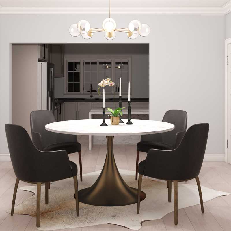 Glam, Midcentury Modern Dining Room Design by Havenly Interior Designer Rachel