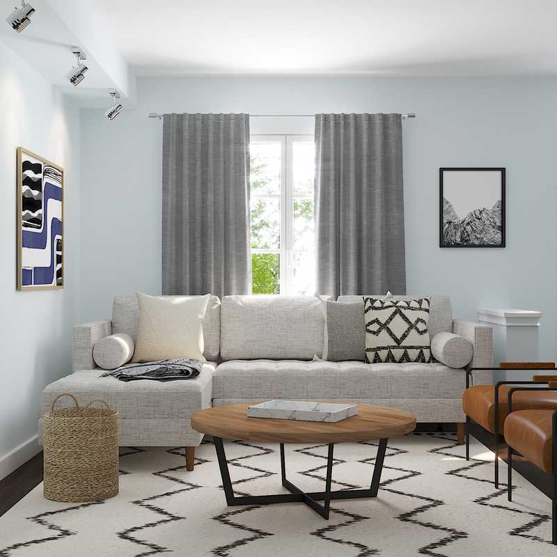 Bohemian, Scandinavian Living Room Design by Havenly Interior Designer Brad