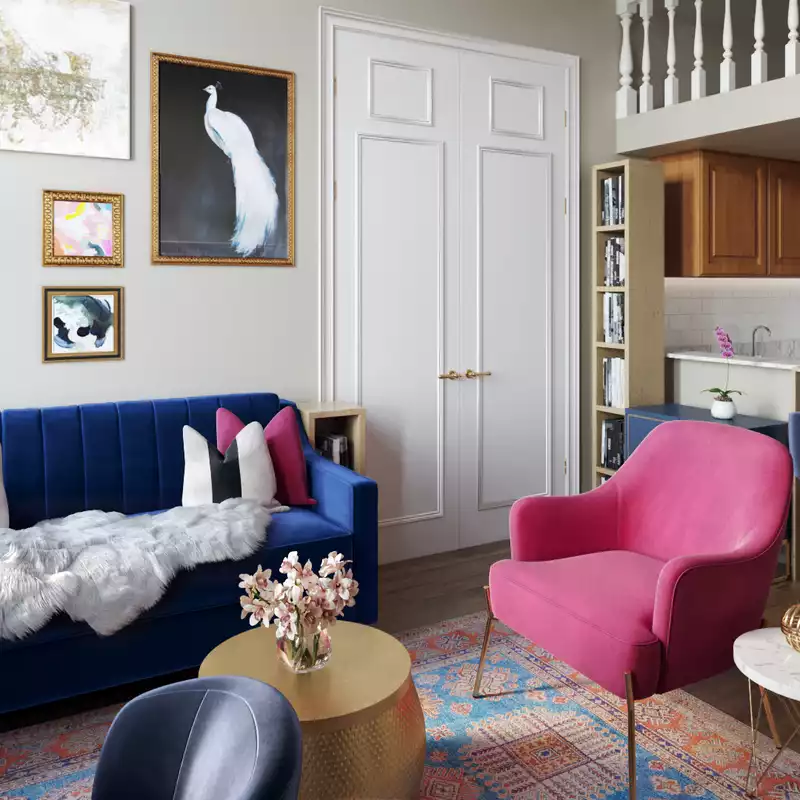 Glam, Preppy Living Room Design by Havenly Interior Designer Veridiana