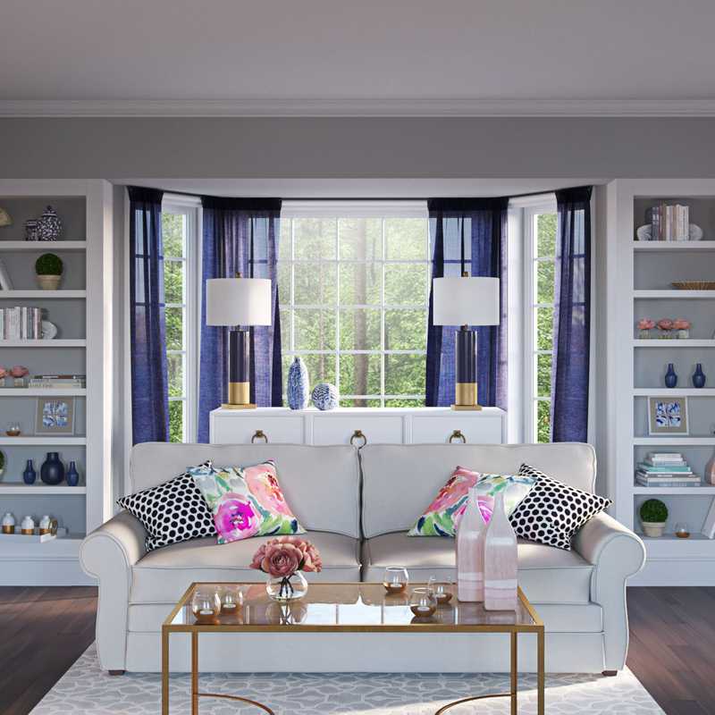 Classic, Preppy Living Room Design by Havenly Interior Designer Rebecca