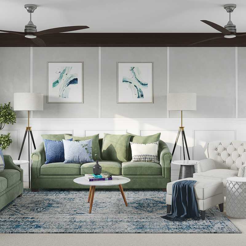 Contemporary, Coastal, Transitional Living Room Design by Havenly Interior Designer Haley