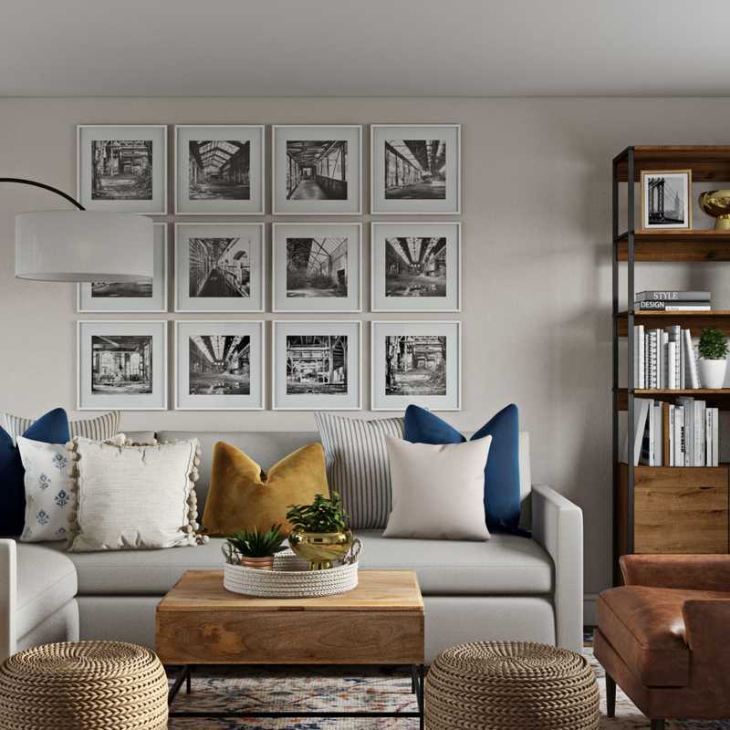 Bohemian, Midcentury Modern Living Room Design by Havenly Interior Designer Amanda