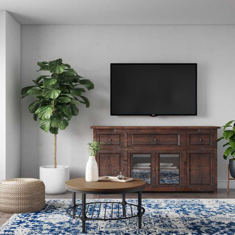 Bohemian, Farmhouse Living Room Design by Havenly Interior Designer Olivia