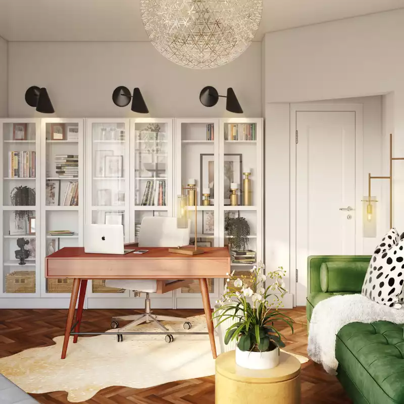 Eclectic, Glam, Midcentury Modern Office Design by Havenly Interior Designer Nicolle